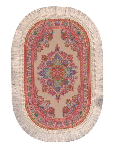 Ovaler Teppich in beige-blau-rosa