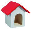 Hundehütte weiß mit rotem Dach