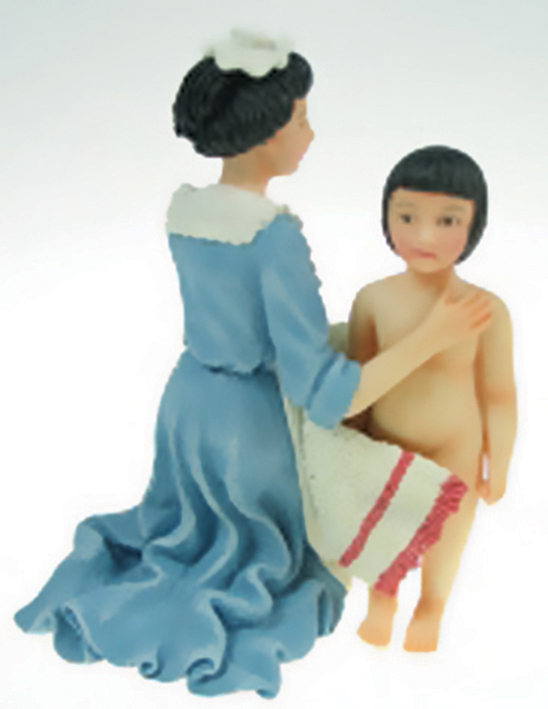 Puppe Frau mit rote Haare für 1:12 Puppenhaus Porzellan 15 cm Mit Puppenständer 