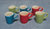 6 bunte "Mugs" aus Porzellan