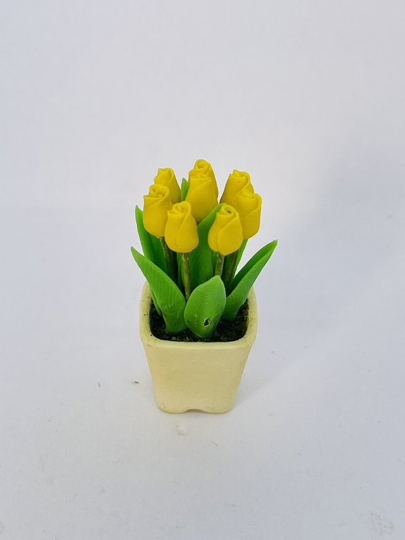 Creal 75733 Tulpen gelb im Blumentopf 1:12 für Puppenhaus NEU # 